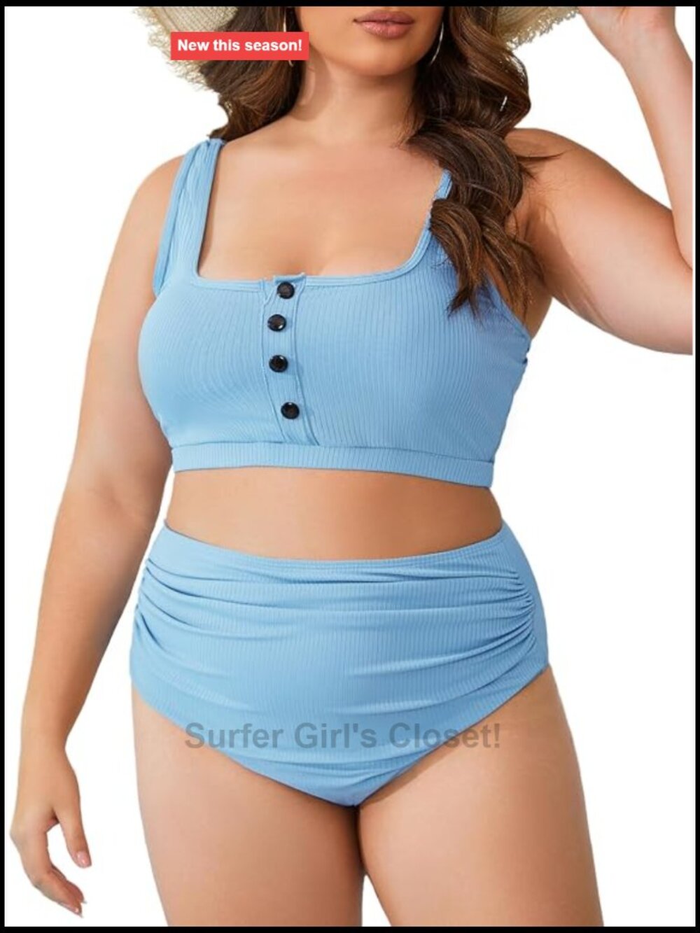 Plus Size High Waist Bikini Set 2 Piece Tummy Control